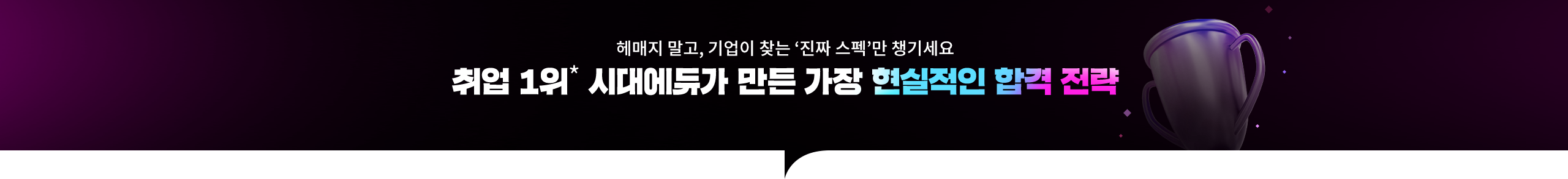 헤매지 말고, 기업이 찾는 ‘진짜 스펙’만 챙기세요 취업 1위* 시대에듀가 만든 가장 현실적인 합격 전략